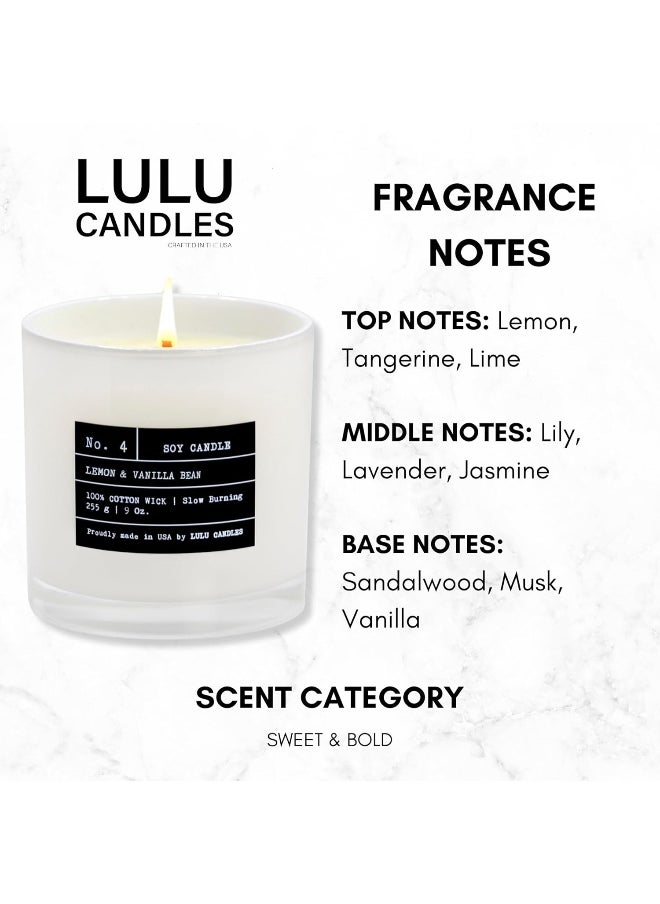 Lulu Candles | Lemon & Vanilla Bean | Luxury Scented Soy Jar Candle | Hand Poured in The USA | Highly Scented & Long Lasting (9 Oz.)