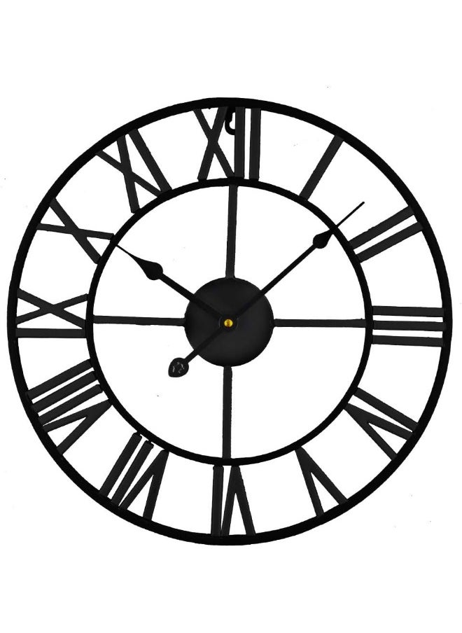Timelike Large Roman Wall Clock, Rustic Vintage Metal Wall Clock Oversized Big Wall Clock Home Living Room Art Wall Decor (Black, 16 Inch)