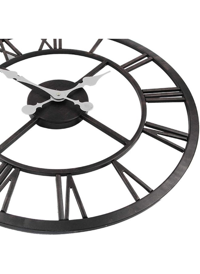 Timelike Large Roman Wall Clock, Rustic Vintage Metal Wall Clock Oversized Big Wall Clock Home Living Room Art Wall Decor (Black, 16 Inch)