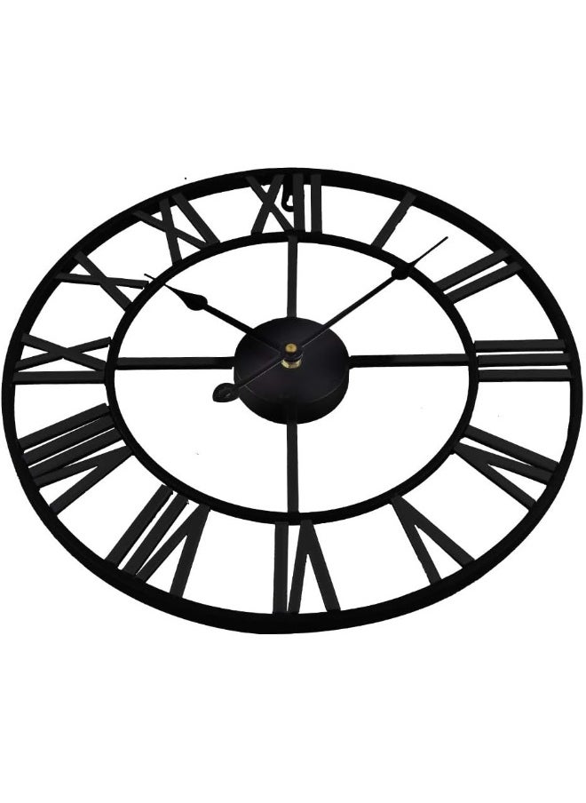 Timelike Large Roman Wall Clock, Rustic Vintage Metal Wall Clock Oversized Big Wall Clock Home Living Room Art Wall Decor (Black, 16 Inch)