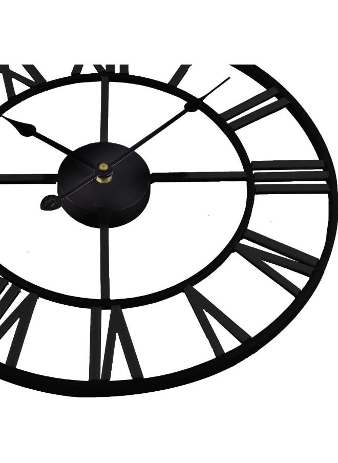 Timelike Large Roman Wall Clock, Rustic Vintage Metal Wall Clock Oversized Big Wall Clock Home Living Room Art Wall Decor (Black, 16 Inch)