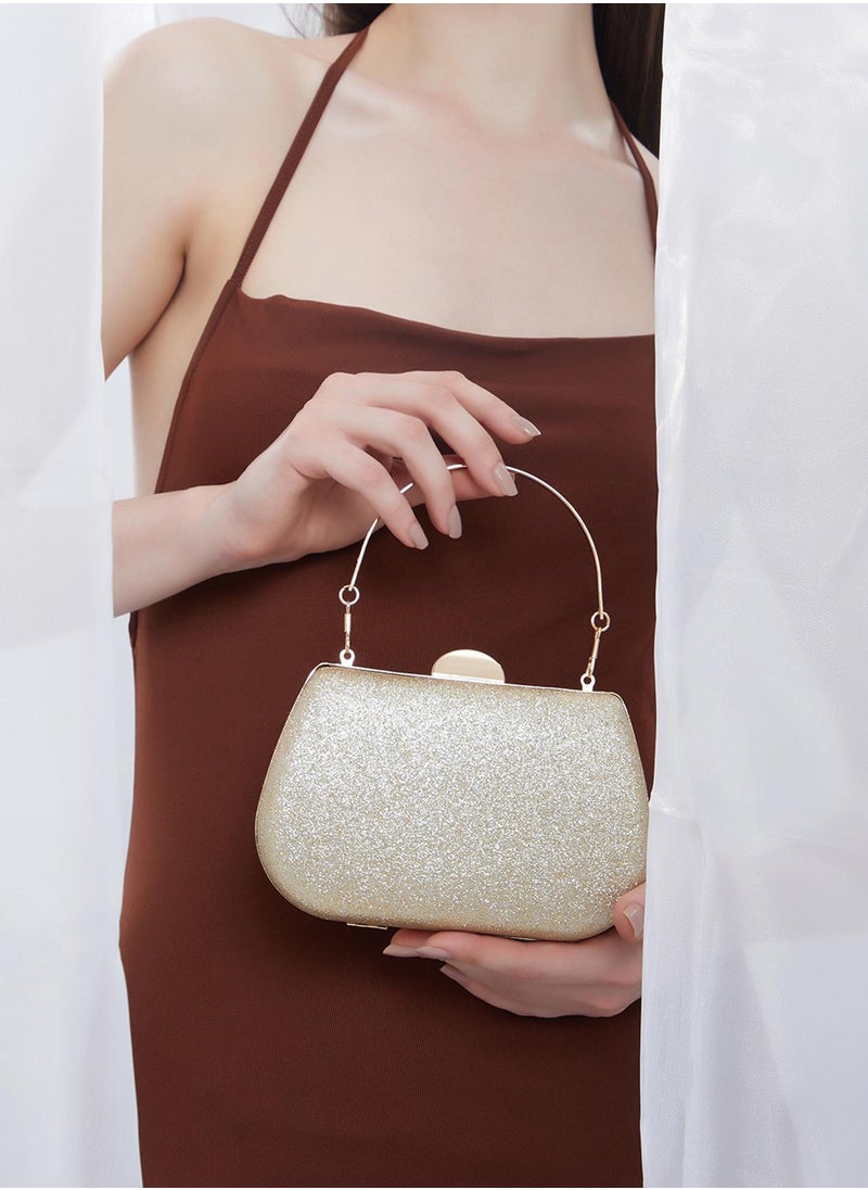 Solid Interlock Regular PU Leather Clutch with Detachable Strap