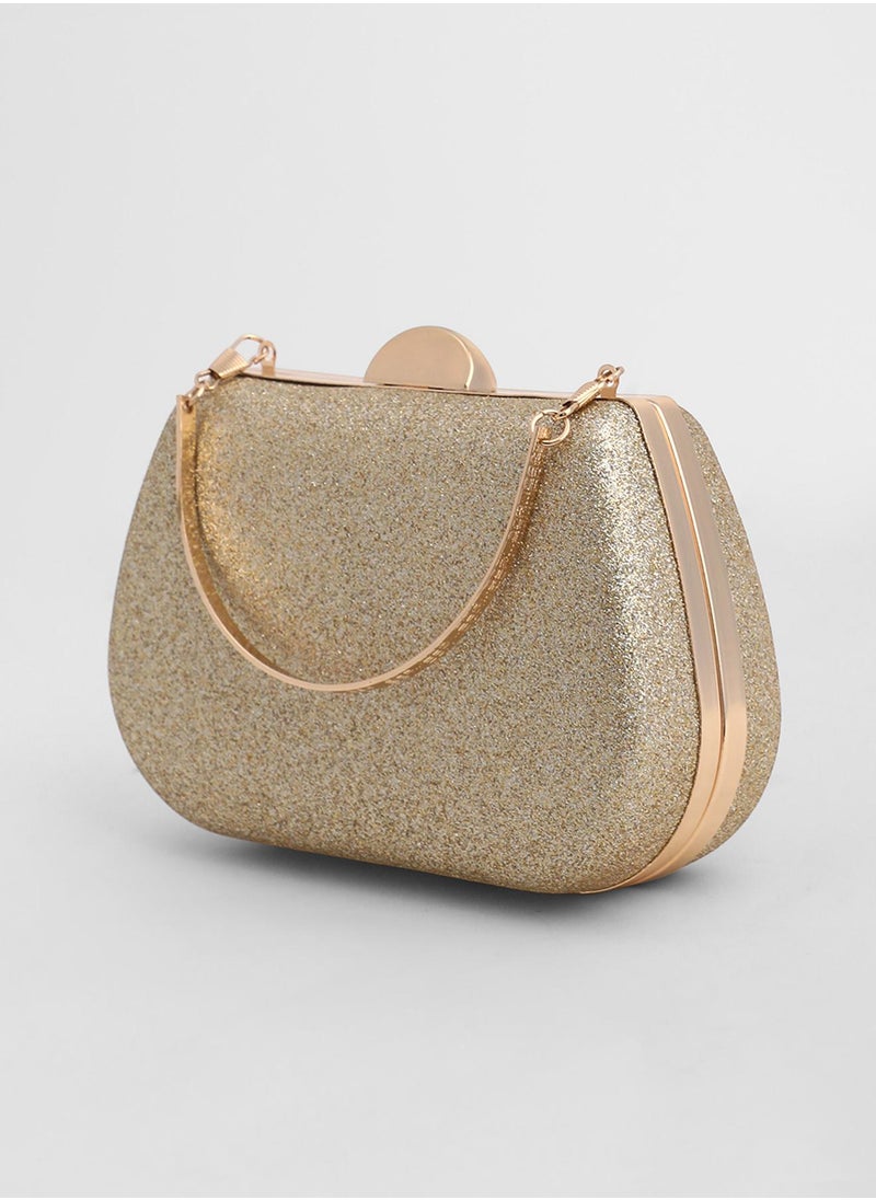 Solid Interlock Regular PU Leather Clutch with Detachable Strap
