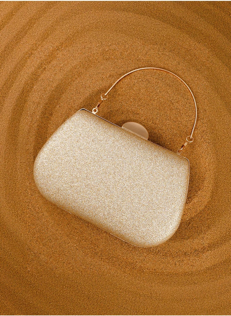 Solid Interlock Regular PU Leather Clutch with Detachable Strap