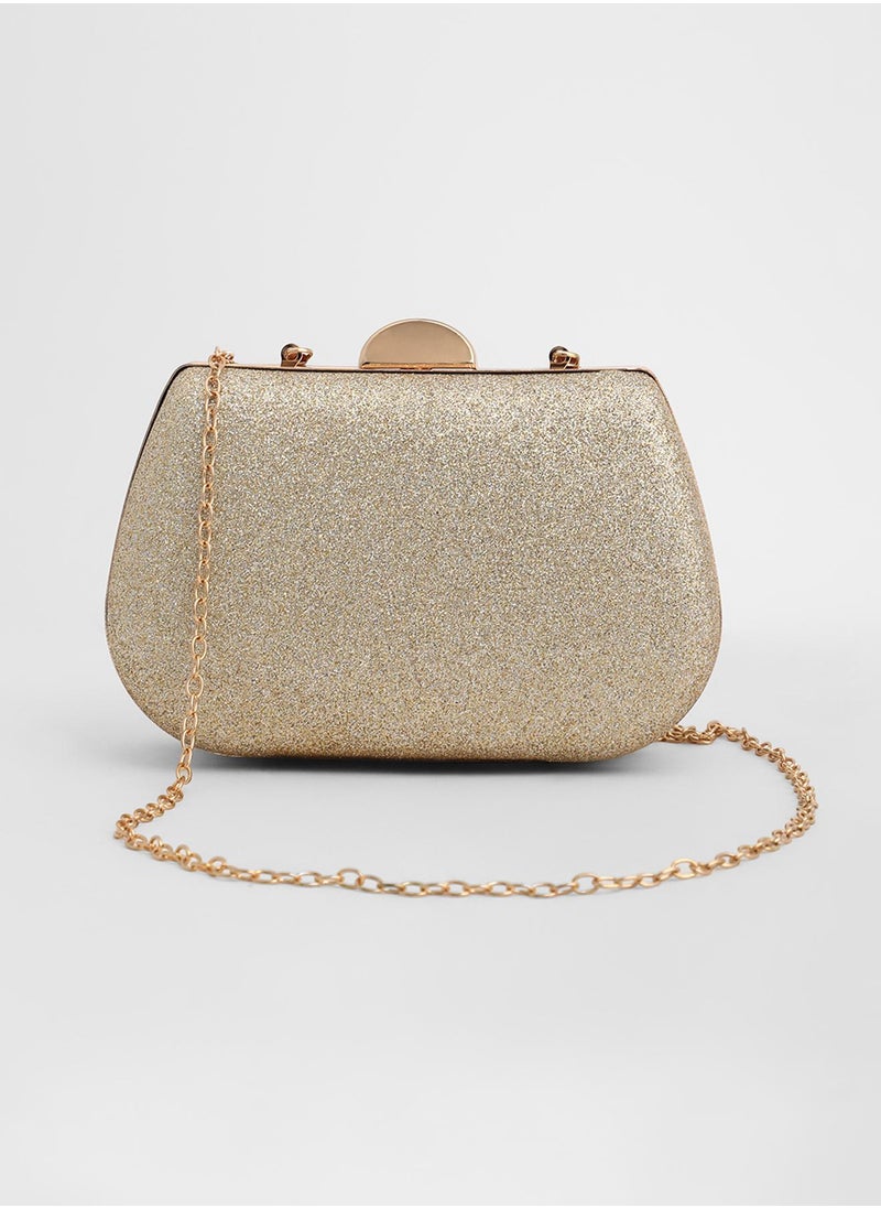 Solid Interlock Regular PU Leather Clutch with Detachable Strap