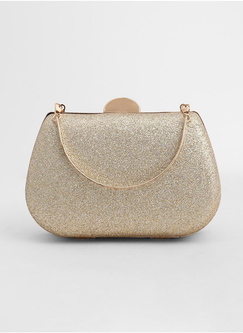 Solid Interlock Regular PU Leather Clutch with Detachable Strap