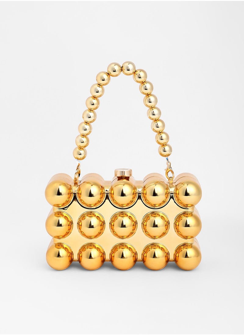 Solid Push Lock Regular Acrylic Clutch Bag For Women