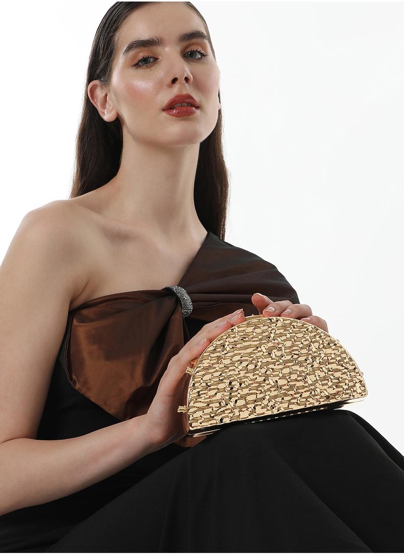 Solid Push Lock Regular Acrylic Clutch Bag For Women