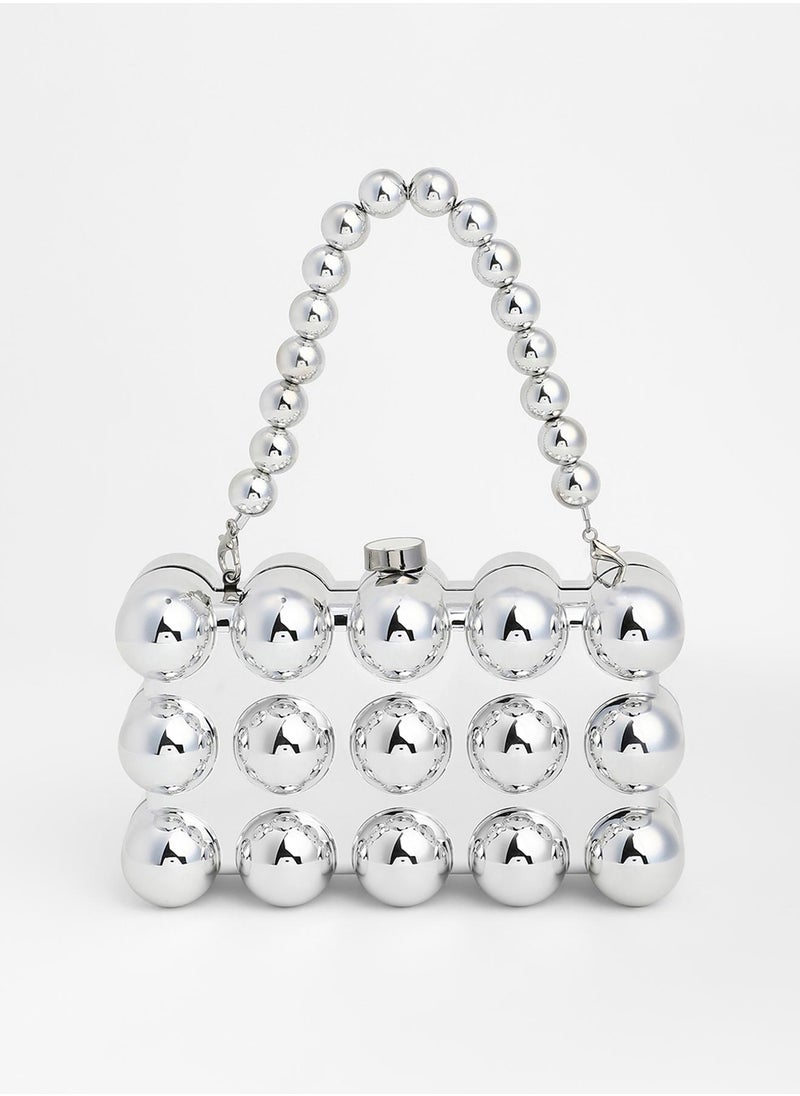 Solid Push Lock Regular Acrylic Clutch Bag For Women