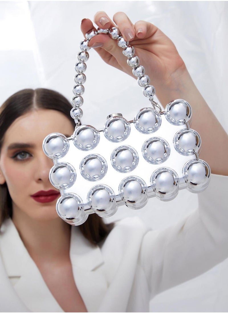 Solid Push Lock Regular Acrylic Clutch Bag For Women