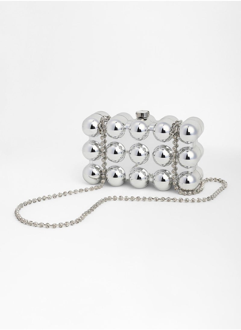 Solid Push Lock Regular Acrylic Clutch Bag For Women