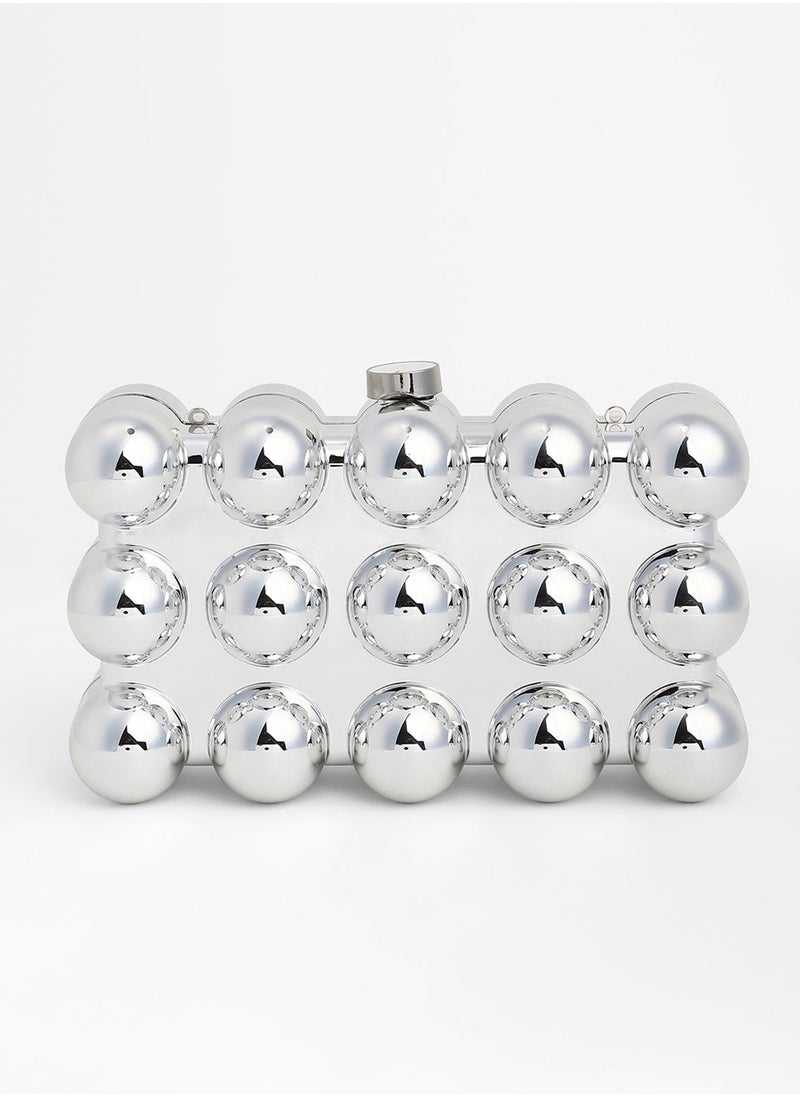 Solid Push Lock Regular Acrylic Clutch Bag For Women