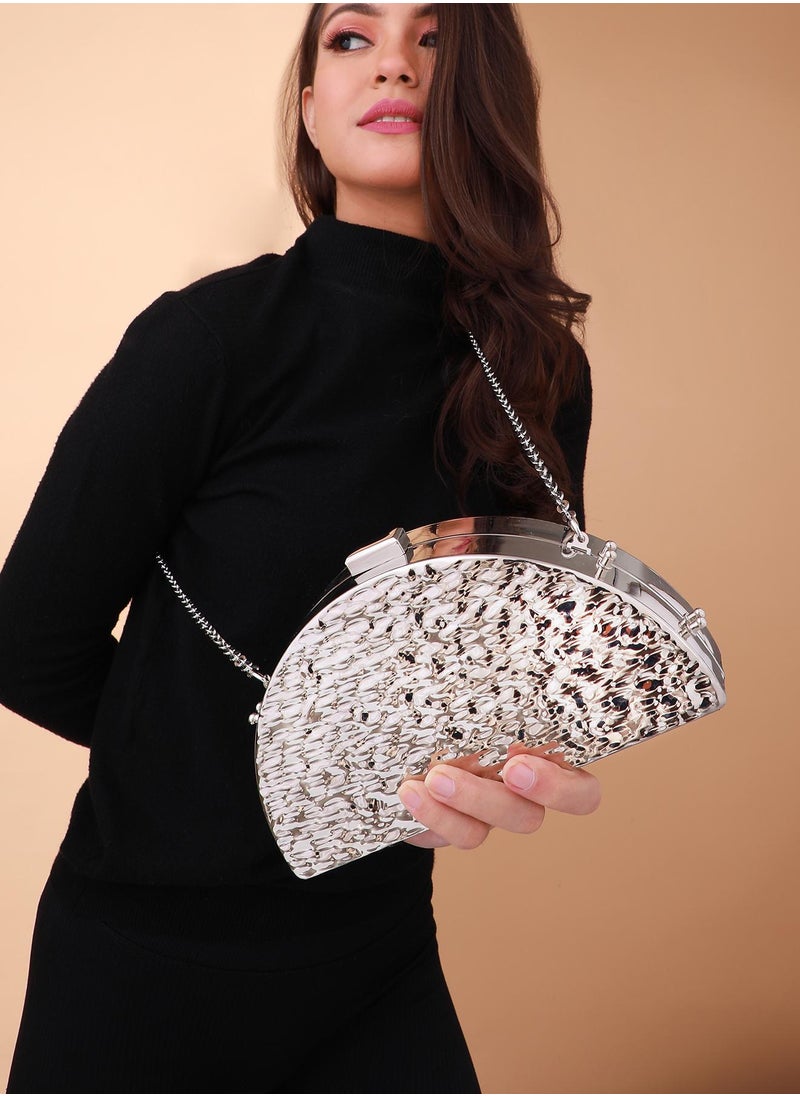 Solid Push Lock Regular Acrylic Clutch Bag For Women