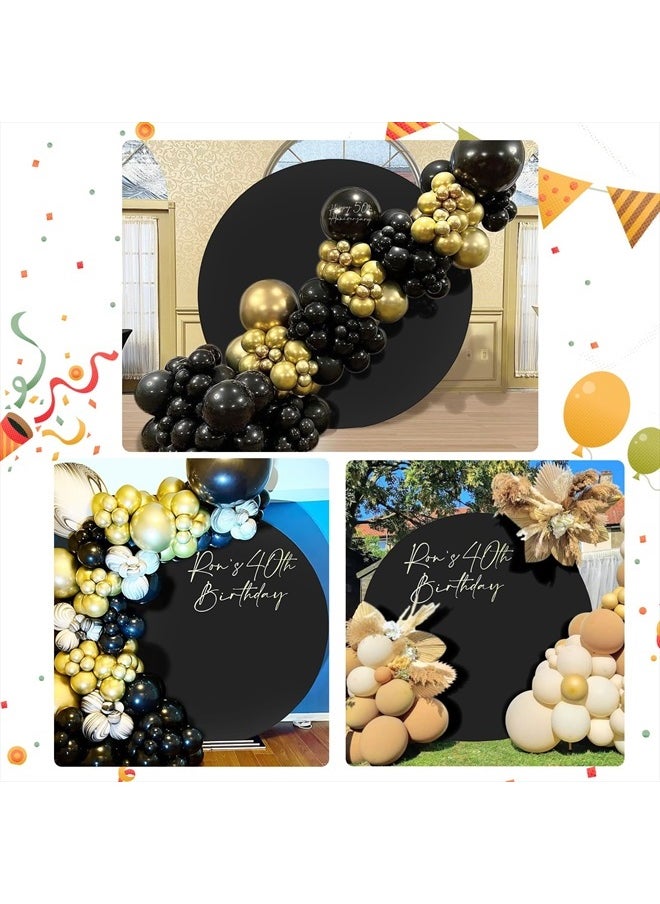 Black Round Backdrop Cover 7.2x7.2ft Circle Backdrop Baby Shower Round Arch Cover for Birthday Party Wedding Background Decorations