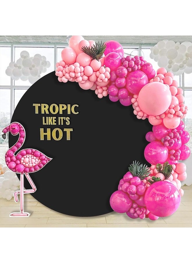 Black Round Backdrop Cover 7.2x7.2ft Circle Backdrop Baby Shower Round Arch Cover for Birthday Party Wedding Background Decorations