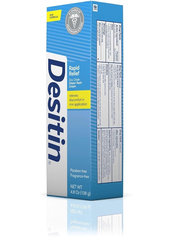 Desitin Daily Defense Baby Diaper Rash Cream with Zinc Oxide to Treat, Relieve & Prevent Diaper Rash, 4.8 Ounce
