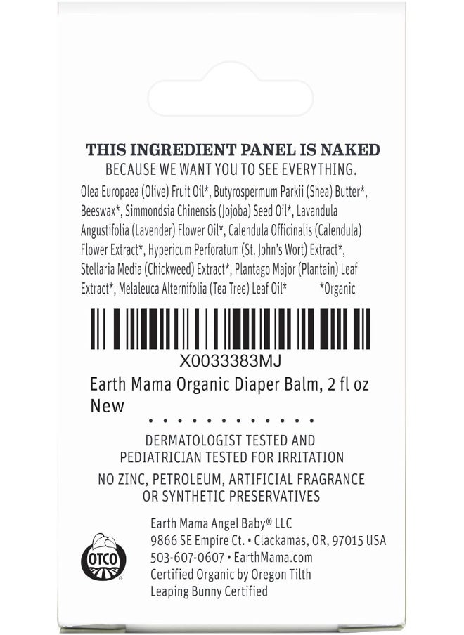 Earth Mama Organic Diaper Balm | Safe Calendula Cream To Soothe And Protect Sensitive Skin, Non-GMO Project Verified, 2-Fluid Ounce