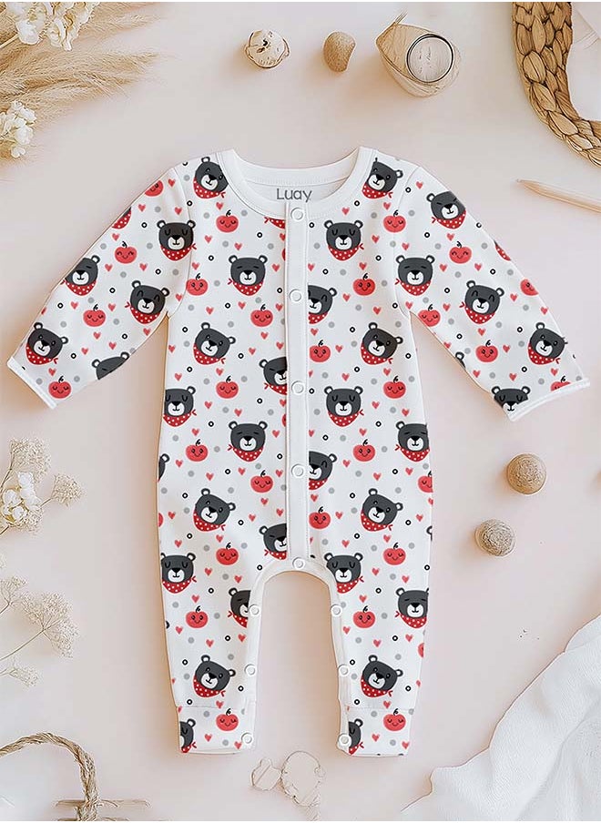 LUAY 100% Cotton Full Sleeves Baby Printed Romper,Sleepsuit for Baby Girls & Boys_(Pack of 4)