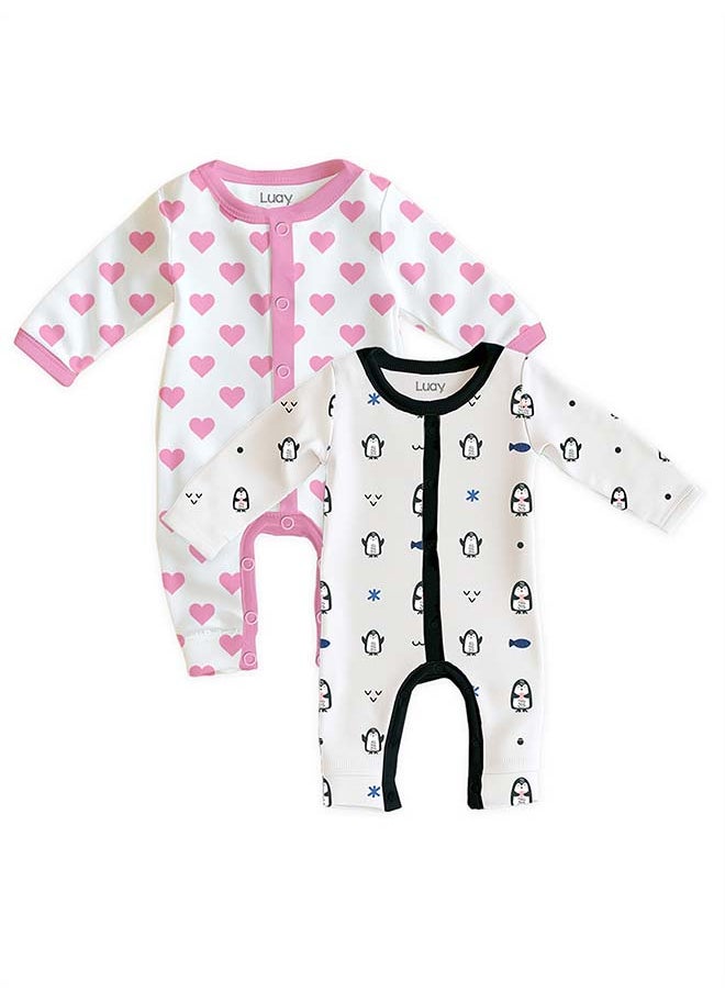 100% Cotton Full Sleeves Baby Romper,Sleepsuit for Baby Girls & Boys _(Pack of 2) 18-24 M