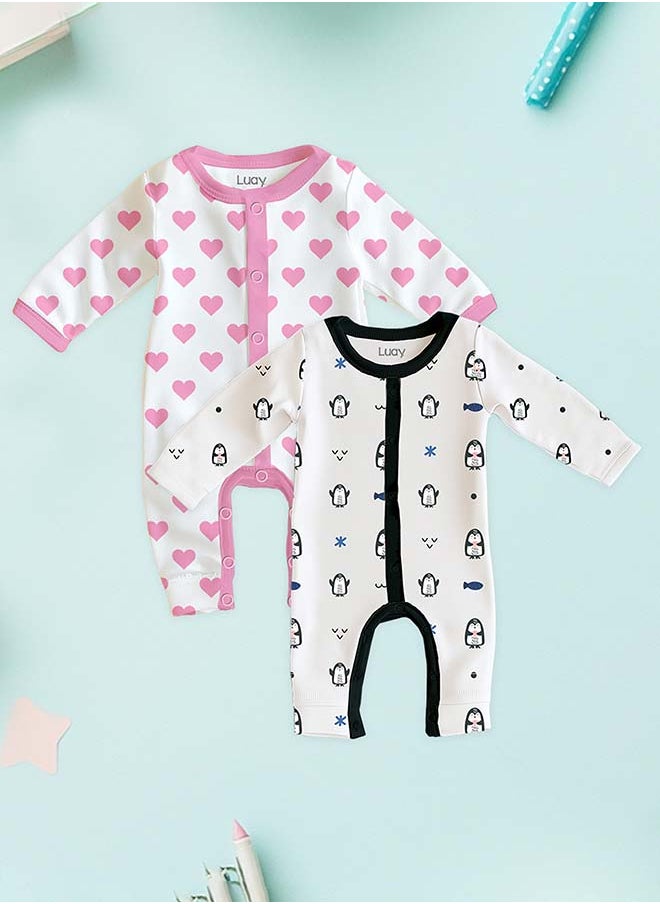 100% Cotton Full Sleeves Baby Romper,Sleepsuit for Baby Girls & Boys _(Pack of 2) 18-24 M