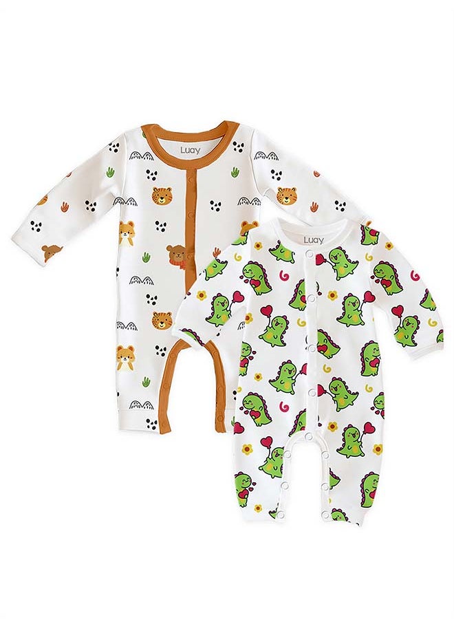 100% Cotton Full Sleeves Baby Romper,Sleepsuit for Baby Girls & Boys _(Pack of 2) 18-24 M