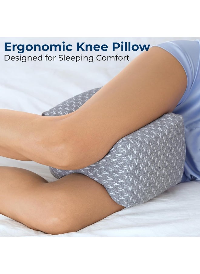 5 STARS UNITED Knee Pillow for Sleeping - Leg Pillow 100% Memory Foam - Leg Pillows for Sleeping on Side - Knee Support Pillow - Knee Cushions for Sleeping - Hip Support Pillow Contour