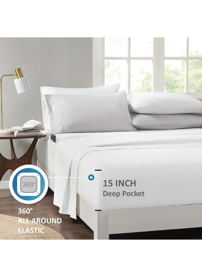 Madison Park Comfort Spaces Bed in A Bag - Trendy Casual Design Cozy Comforter with Complete Sheet Set with Side Pocket, All Season Cover, Matching Shams, Queen, Nina, Leaf Yellow/Grey 9 Piece