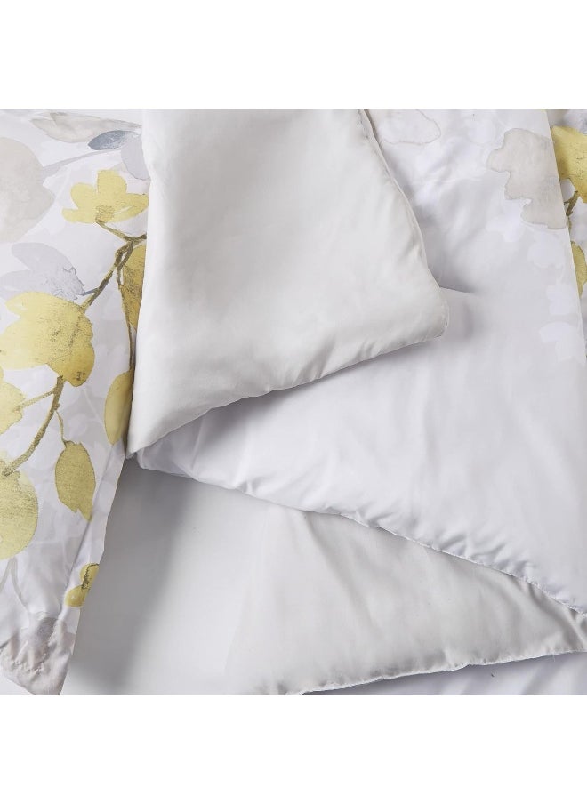 Madison Park Comfort Spaces Bed in A Bag - Trendy Casual Design Cozy Comforter with Complete Sheet Set with Side Pocket, All Season Cover, Matching Shams, Queen, Nina, Leaf Yellow/Grey 9 Piece