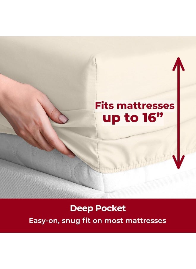 Mellanni Queen Sheets Set - 4 PC Iconic Collection Bedding - Hotel Luxury, Extra Soft, Cooling Bed Sheets - Wrinkle, Fade, Stain Resistant (Queen, Golden Ivory)