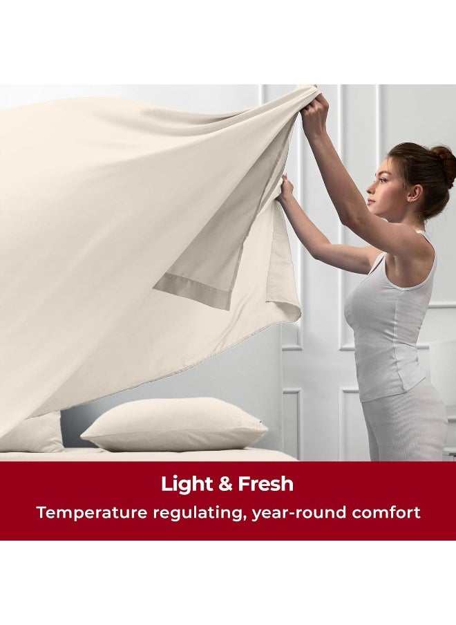 Mellanni Queen Sheets Set - 4 PC Iconic Collection Bedding - Hotel Luxury, Extra Soft, Cooling Bed Sheets - Wrinkle, Fade, Stain Resistant (Queen, Golden Ivory)