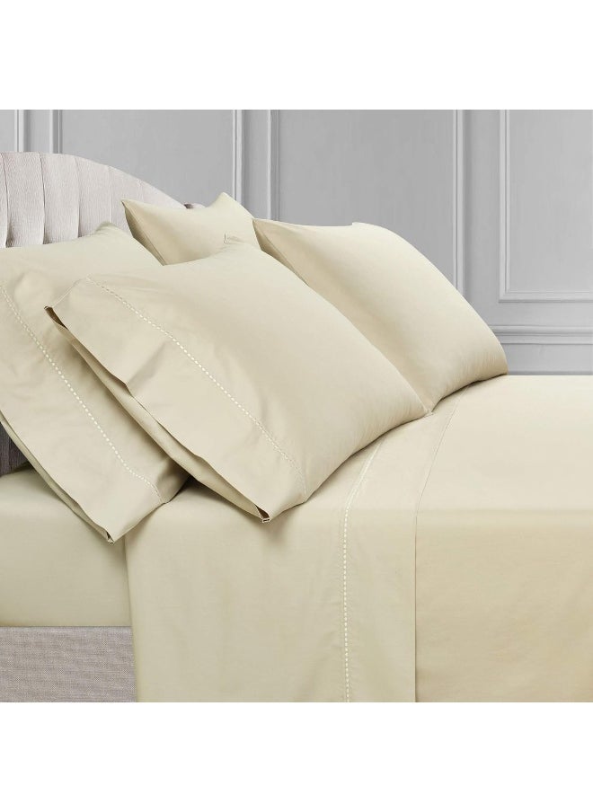 Lush Decor Aria Dots 6 Piece Cotton Sheet Set, King, Neutral