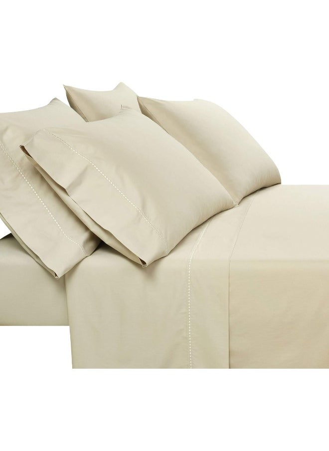 Lush Decor Aria Dots 6 Piece Cotton Sheet Set, King, Neutral