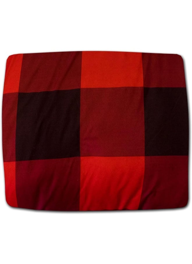 Sweet Home Collection 4 Piece Buffalo Check Plaid Design Reversible to Solid Color with 2 Shams & Throw Pillow, Full/Queen, Burgundy