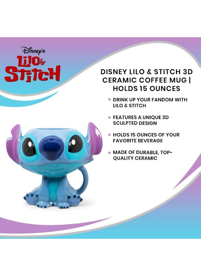Disney Lilo & Stitch 3D Ceramic Coffee Mug | Holds 15 Ounces