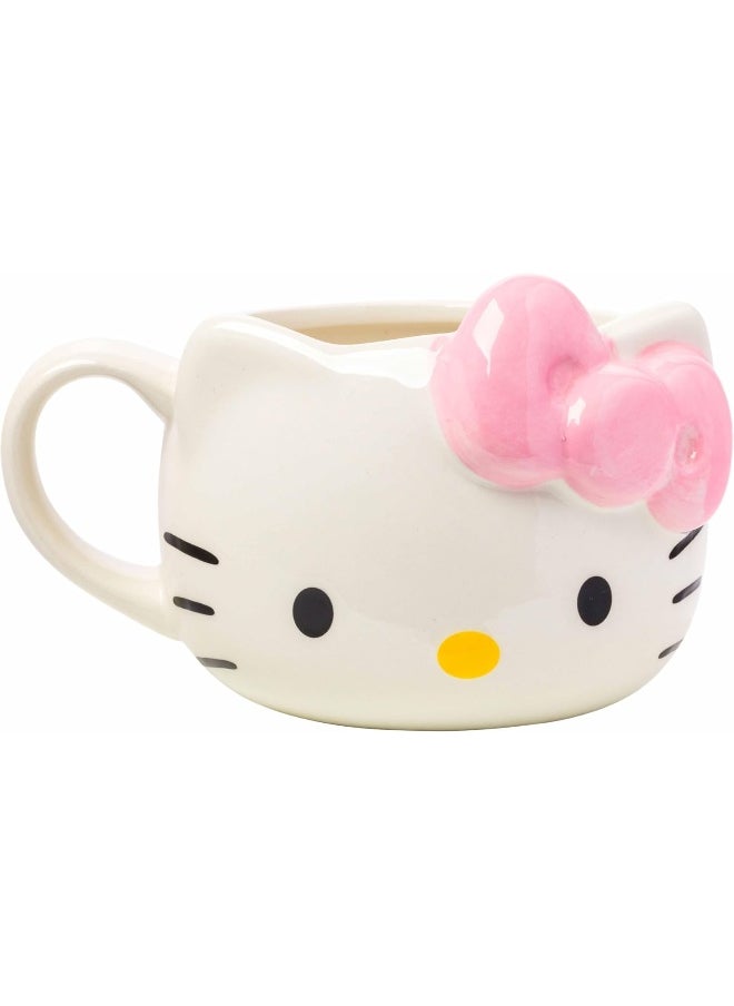 Silver Buffalo Hello Kitty Pink Bow Ceramic 3D Sculpted Mug, 20 Ounces