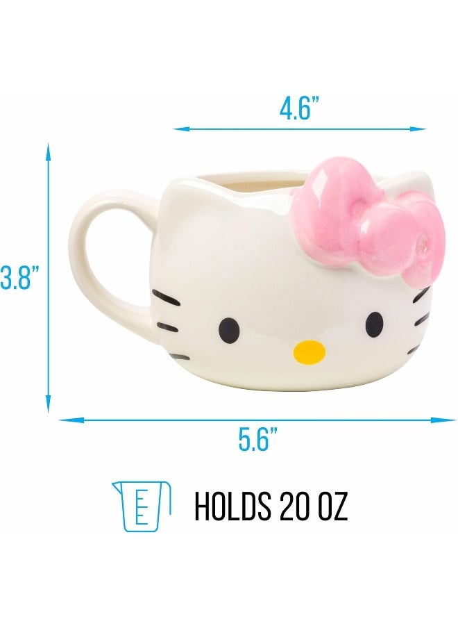 Silver Buffalo Hello Kitty Pink Bow Ceramic 3D Sculpted Mug, 20 Ounces
