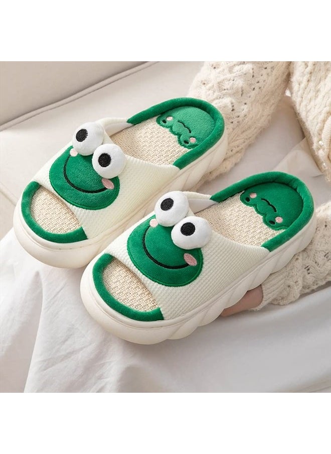 Cartoon slippers Cute Animal Shape Slippers,Thick Sole Soft Indoor Outdoor Slippers for Women Frog8