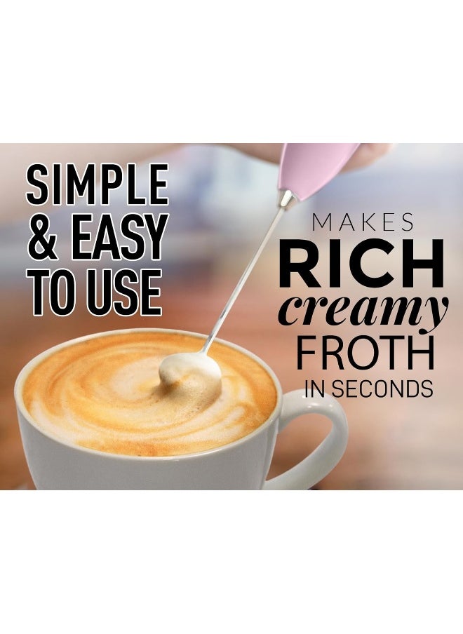 Zulay Powerful Milk Frother for Coffee with Upgraded Titanium Motor - Handheld Frother Whisk, Milk Foamer, Mini Blender and Electric Mixer Coffee Frother for Frappe, Latte, Matcha, No Stand - Pink