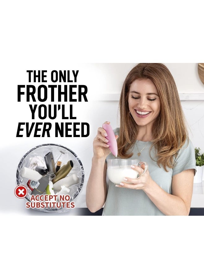Zulay Powerful Milk Frother for Coffee with Upgraded Titanium Motor - Handheld Frother Whisk, Milk Foamer, Mini Blender and Electric Mixer Coffee Frother for Frappe, Latte, Matcha, No Stand - Pink