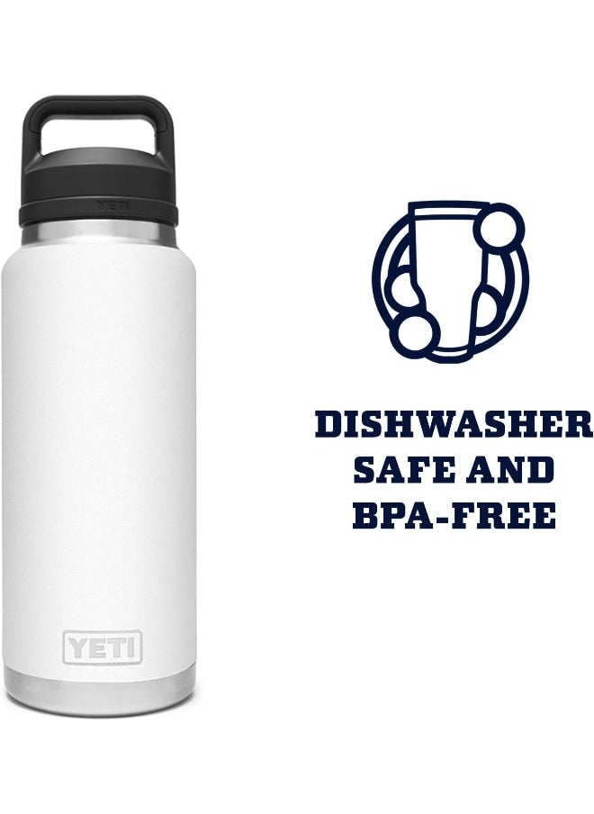 YETI Rambler 36 oz Bottle, Vacuum Insulated, Stainless Steel with Chug Cap, White