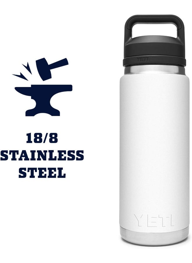 YETI Rambler 26 oz Bottle, Vacuum Insulated, Stainless Steel with Chug Cap, White