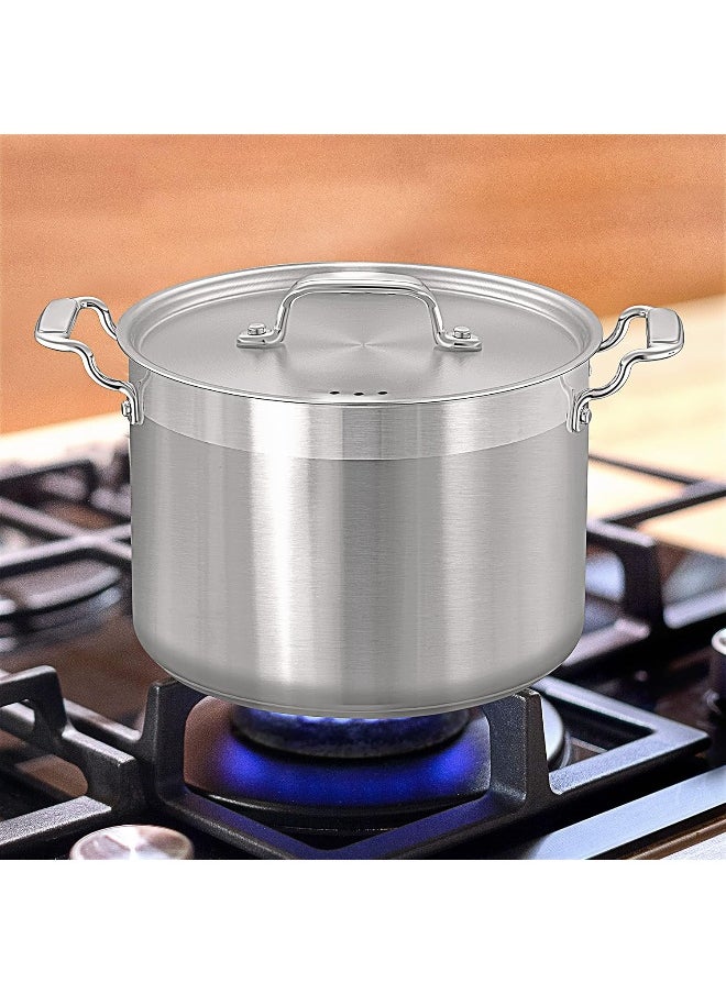 NutriChef 8 Qt Heavy-Duty Stockpot with Stainless Steel Lid - Induction Compatible Cooking Pot, Ideal for Soups and Stews