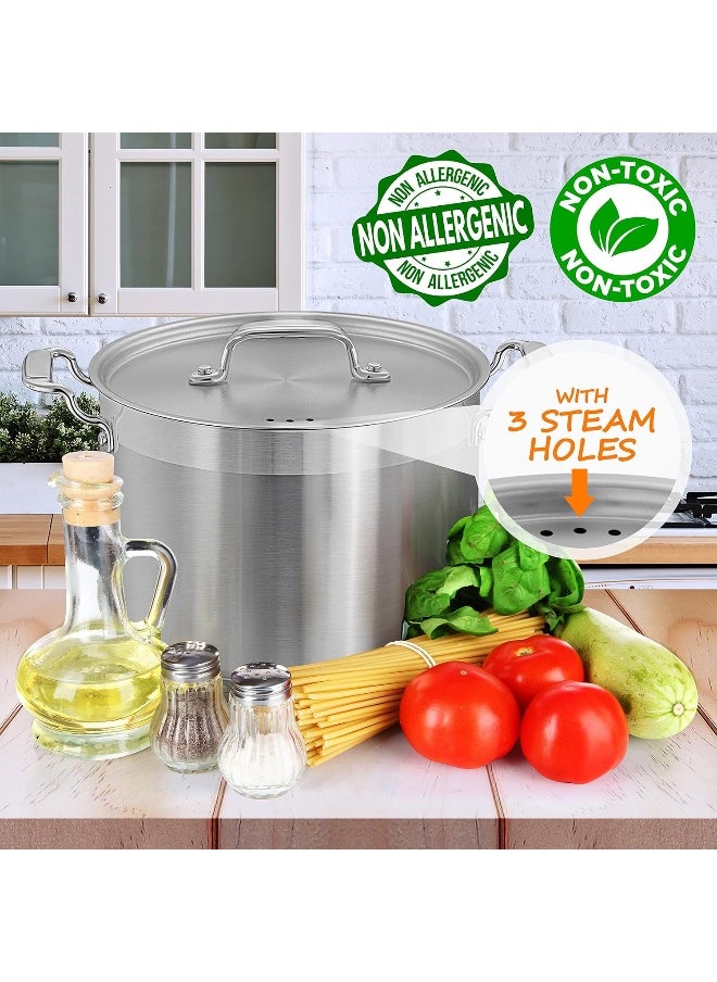 NutriChef 8 Qt Heavy-Duty Stockpot with Stainless Steel Lid - Induction Compatible Cooking Pot, Ideal for Soups and Stews