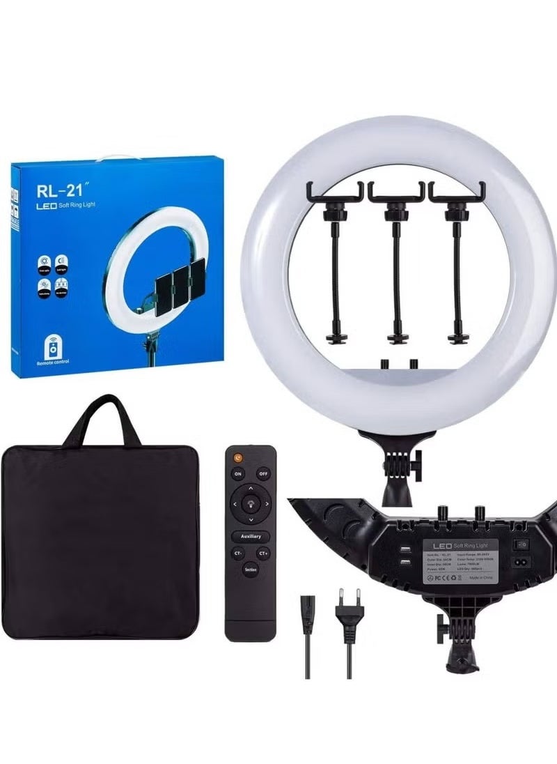 21 inch Professional Big LED Selfie Ring Light With 3 Mount Phone Holders For Reels Photo Shoot Live Stream Makeup Videos