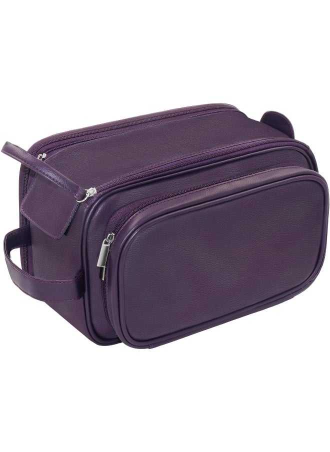 Buruis Extra Large Toiletry Bag for Men & Women, Travel Toiletry Organizer Dopp Kit Water-resistant Shaving Bags, PU Leather Cosmetic Bathroom Shower Bag for Toiletries, Accessories (Purple)