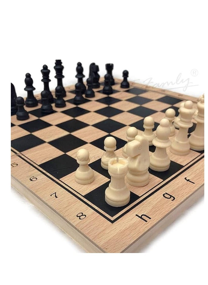 COOLBABY Large Chess, Checkers & Backgammon 3 in 1 Set - Outdoor & Travel Learning Game - Magnetic Chess Board - Wooden Chess Set (Size: 39 x 39 cm)
