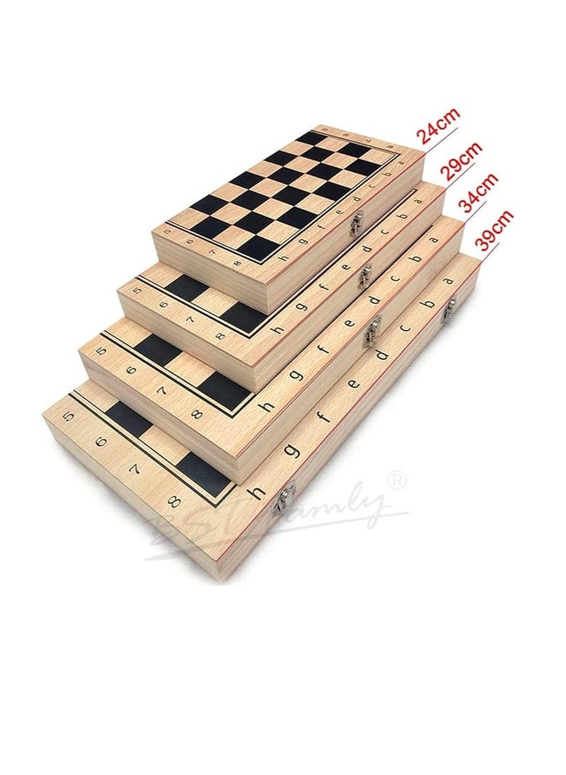 COOLBABY Large Chess, Checkers & Backgammon 3 in 1 Set - Outdoor & Travel Learning Game - Magnetic Chess Board - Wooden Chess Set (Size: 39 x 39 cm)