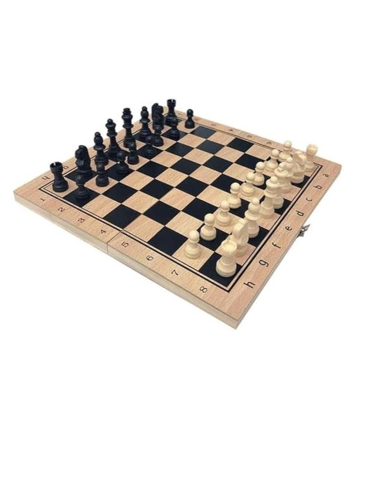 COOLBABY Large Chess, Checkers & Backgammon 3 in 1 Set - Outdoor & Travel Learning Game - Magnetic Chess Board - Wooden Chess Set (Size: 39 x 39 cm)