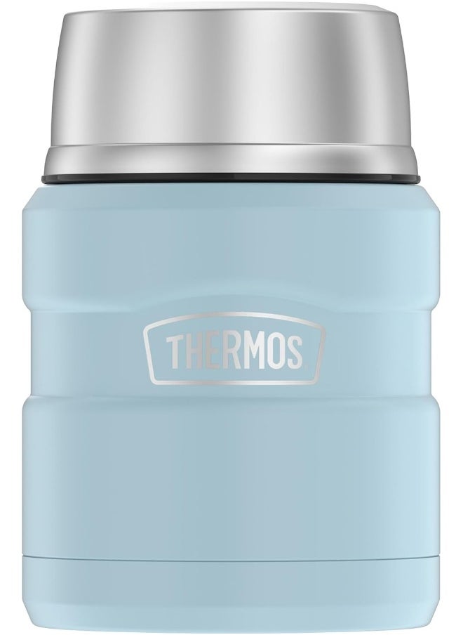THERMOS Stainless King Vacuum-Insulated Food Jar with Spoon, 16 Ounce, Matte Powder Blue