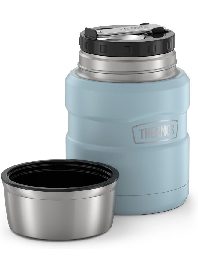 THERMOS Stainless King Vacuum-Insulated Food Jar with Spoon, 16 Ounce, Matte Powder Blue